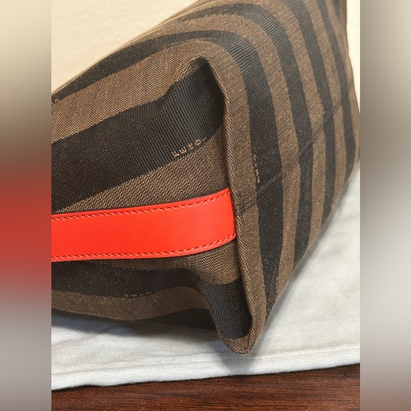 Fendi small pepuin stripe canvas and red leather - Picture 7 of 10
